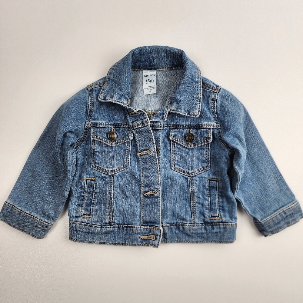 Carter's Blue Denim Jacket for Baby, Size 18 mos, Spring, Fall, Family Pictures